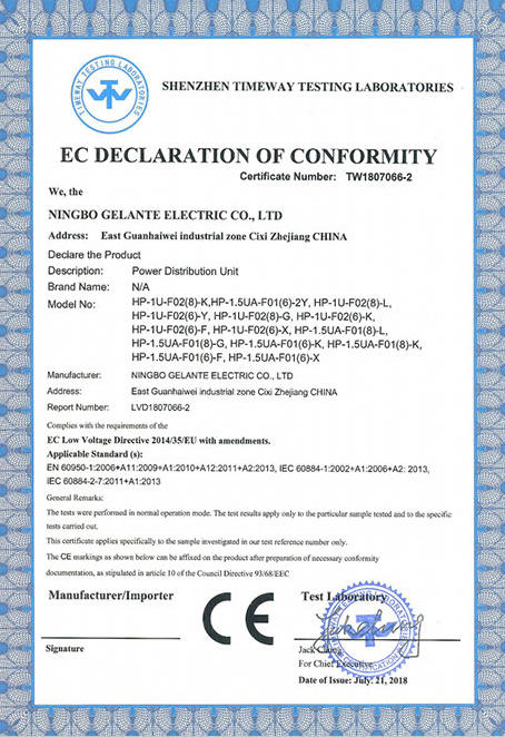 French PDU CE Certificate